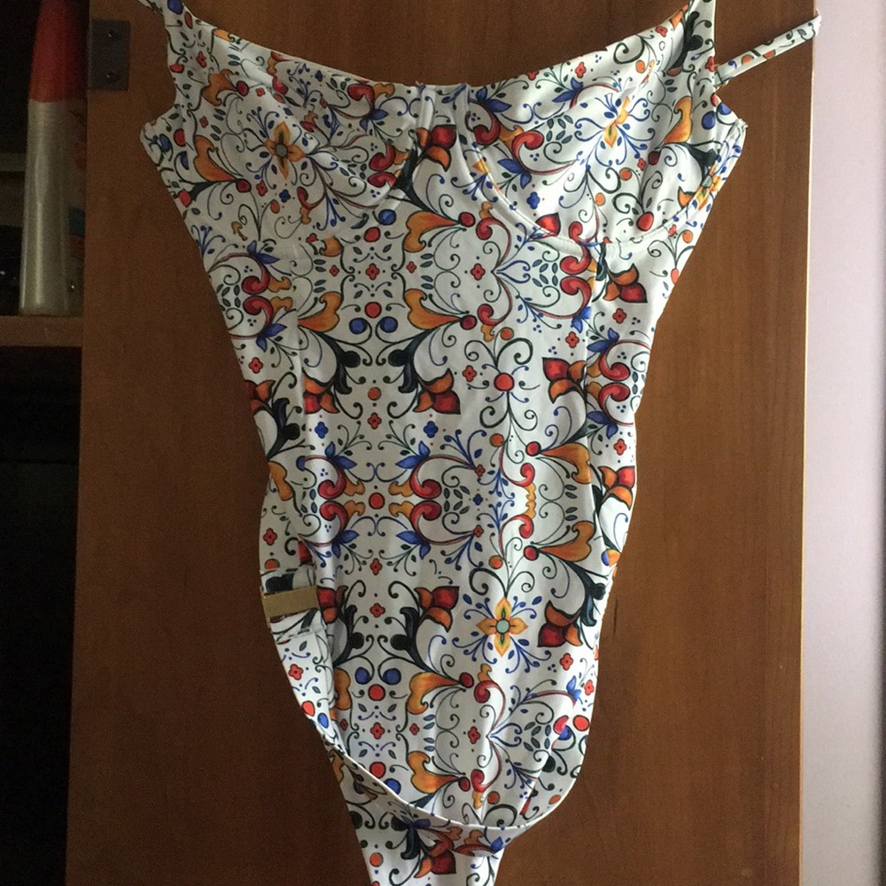 Onia flower print one piece bathing suit-size L.